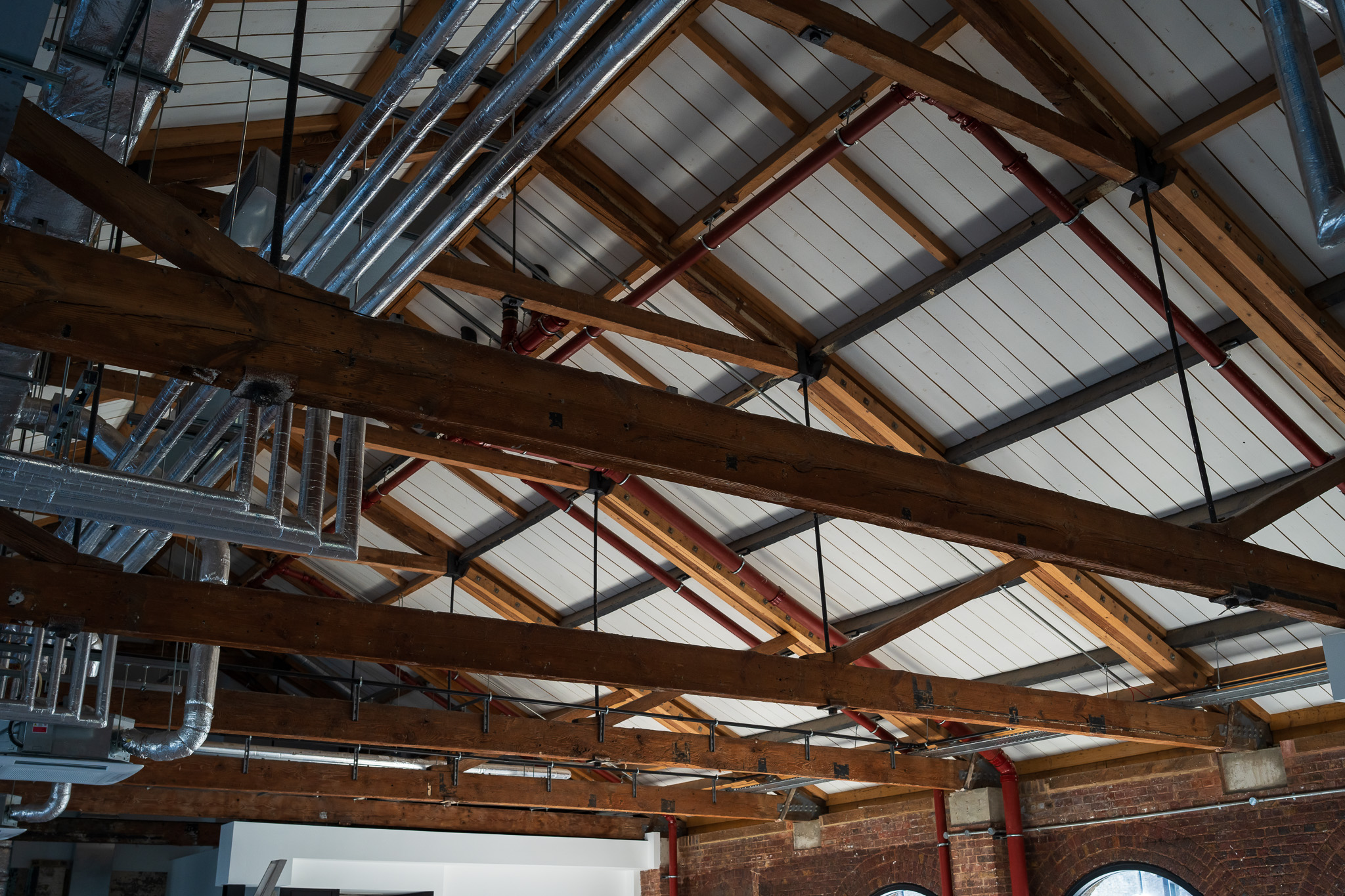 Ceiling Beams with open pipe work